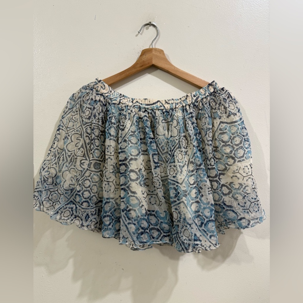 Mes Demoiselles Blue & Cream Printed Full Circle Skirt
